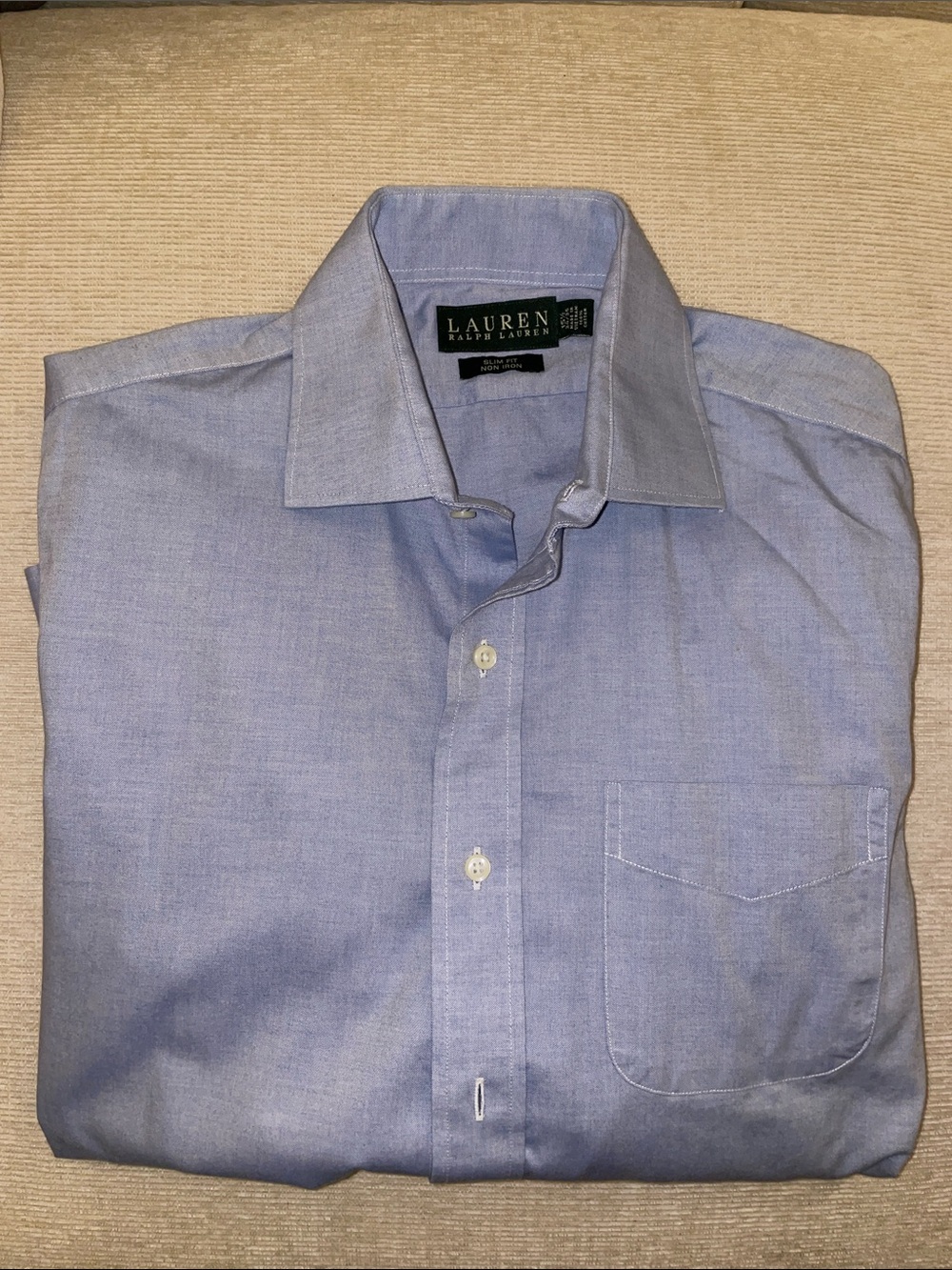 Lauren Ralph Lauren Men's Slim Fit Oxford Dress Shirt w/ Front Pocket Light Blue